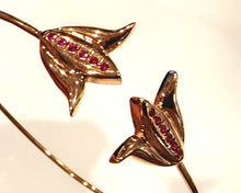 Load image into Gallery viewer, 18k Rose Gold and Tulip/Lotus Inspired Ruby Bangle