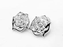 Load image into Gallery viewer, Rose Bloom Pair Earrings 18k Solid White Gold