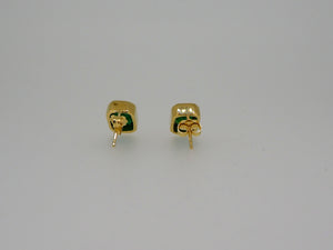 Emerald 18k Gold Bezel Earrings