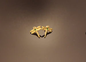 18k Gold Dragonfly Earrings with Tsavorite Garnet